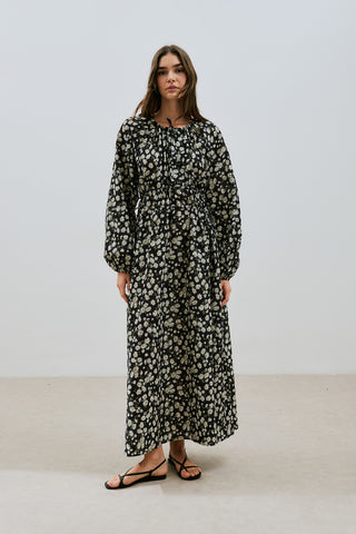 Patterned Cotton Ruched Dress Daisy