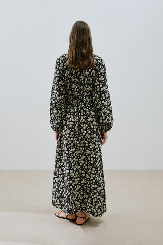 Patterned Cotton Ruched Dress Daisy