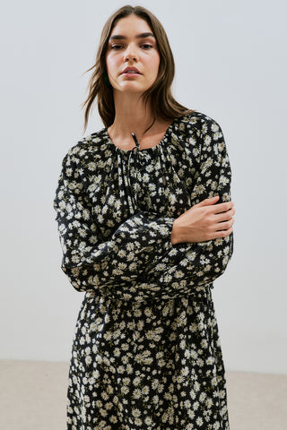 Patterned Cotton Ruched Dress Daisy