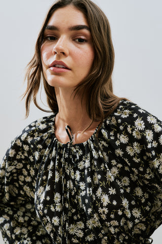 Patterned Cotton Ruched Dress Daisy