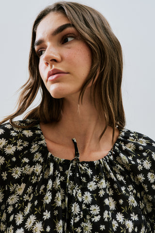 Patterned Cotton Ruched Dress Daisy