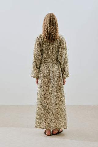 DESENLİ PAMUKLU BÜZGÜLÜ ELBİSE TINY FLOWER