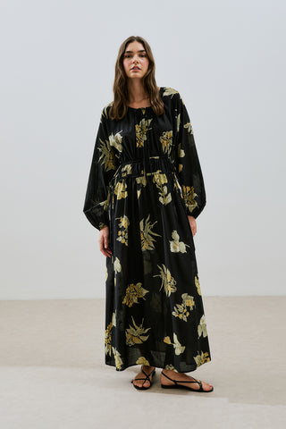 Patterned Cotton Ruched Dress Aloha