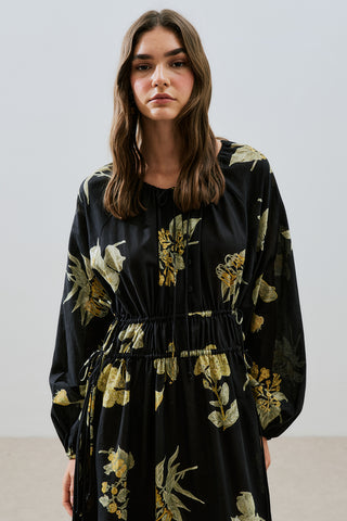 Patterned Cotton Ruched Dress Aloha