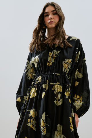 Patterned Cotton Ruched Dress Aloha