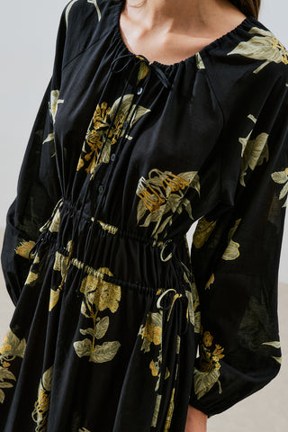 Patterned Cotton Ruched Dress Aloha