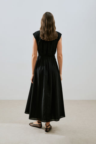 Ruched Tie Detail Dress Black