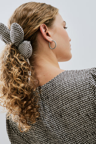 Gingham Smocked Dress Brown