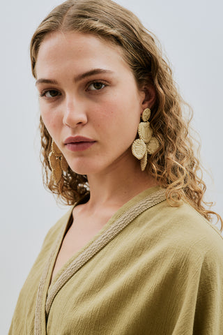 Textured Wrap Dress Khaki