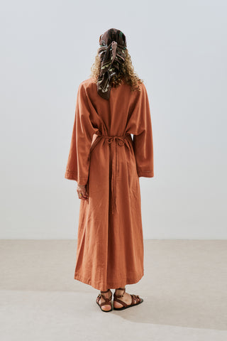 Textured Stripe Detail Dress Cinnamon