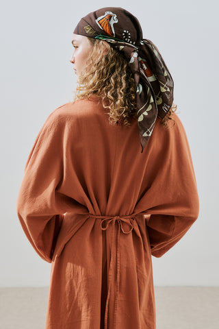 Textured Stripe Detail Dress Cinnamon