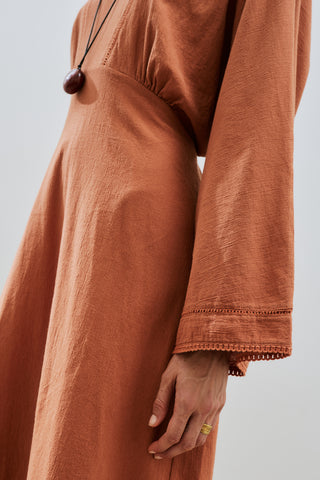 Textured Stripe Detail Dress Cinnamon