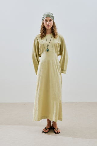 Textured Stripe Detail Dress Soft Green