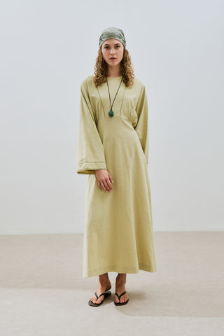 Textured Stripe Detail Dress Soft Green