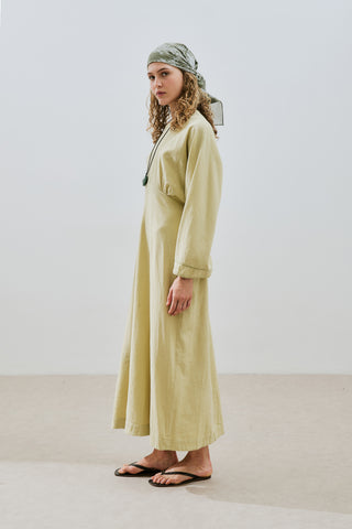 Textured Stripe Detail Dress Soft Green