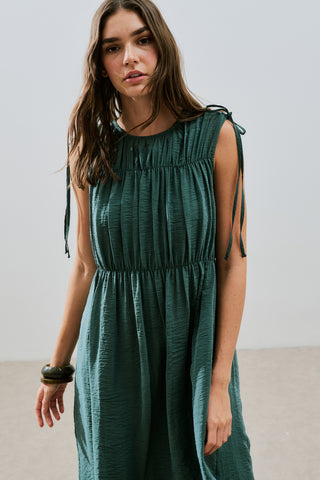 Ruched Tie Dress Green