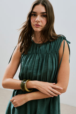 Ruched Tie Dress Green