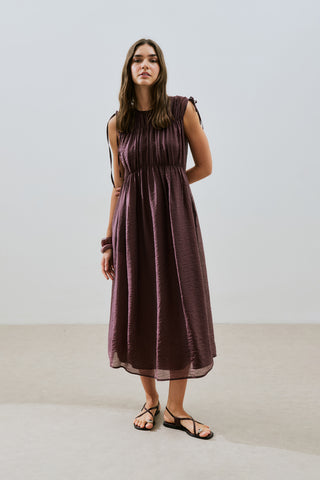 Ruched Tie Dress Burgundy