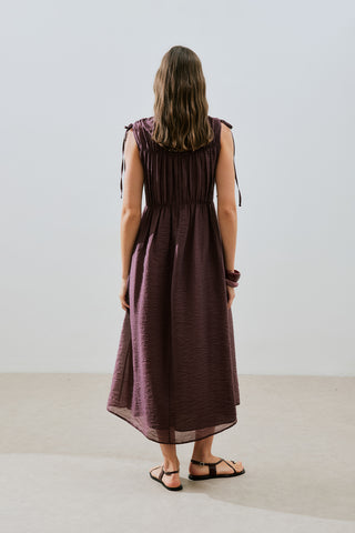 Ruched Tie Dress Burgundy