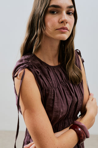 Ruched Tie Dress Burgundy