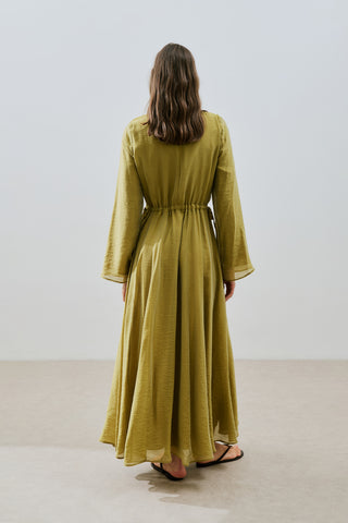Adjustable Waist Maxi Dress Yellow