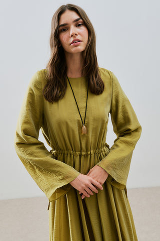 Adjustable Waist Maxi Dress Yellow