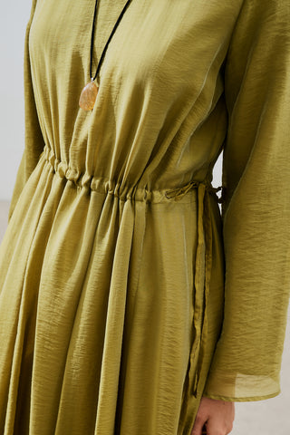 Adjustable Waist Maxi Dress Yellow