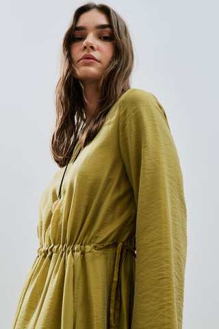 Adjustable Waist Maxi Dress Yellow