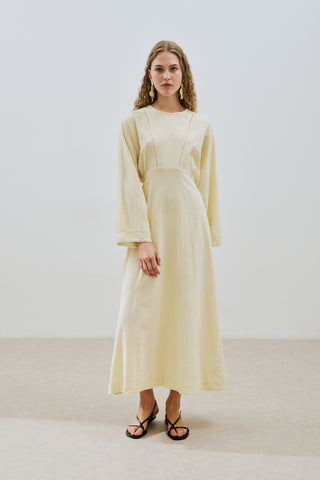 Textured Stripe Detail Dress Yellow