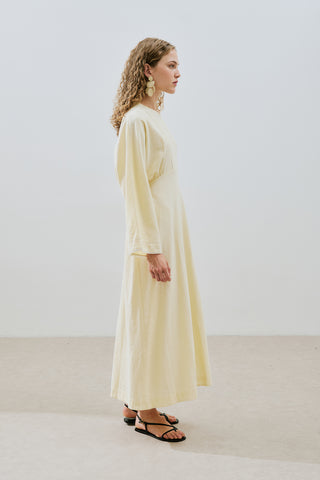 Textured Stripe Detail Dress Yellow