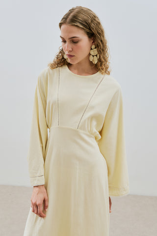 Textured Stripe Detail Dress Yellow