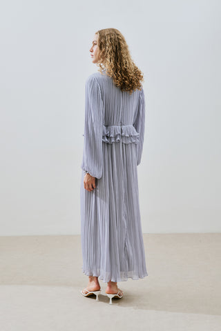 Mila Pleated Tiered Dress Blue