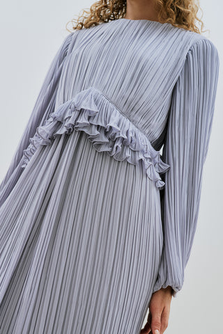 Mila Pleated Tiered Dress Blue