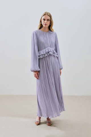 Mila Pleated Tiered Dress Lilac