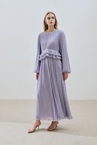 Mila Pleated Tiered Dress Lilac