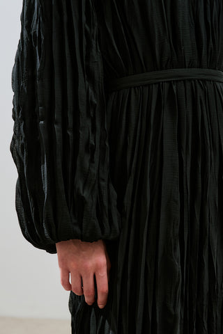 Pleated Chiffon Dress Black