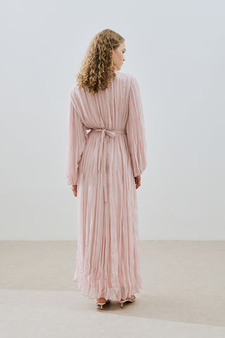 Pleated Chiffon Dress Powder