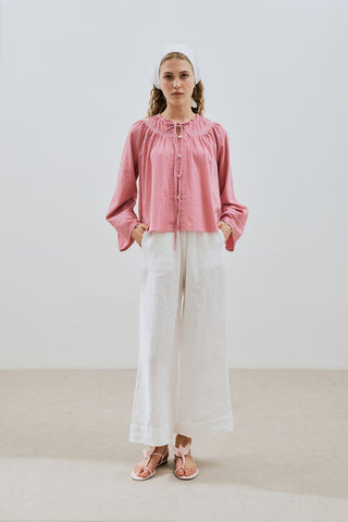 Embroidered Crop Blouse Pink