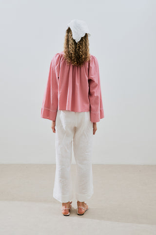 Embroidered Crop Blouse Pink