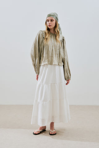 Crushed Linen Blouse Green