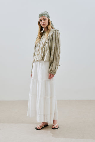 Crushed Linen Blouse Green