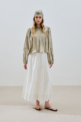 Crushed Linen Blouse Green