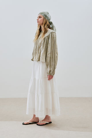 Crushed Linen Blouse Green
