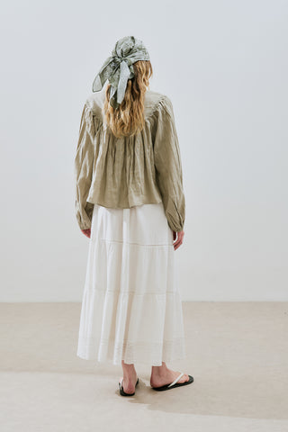 Crushed Linen Blouse Green