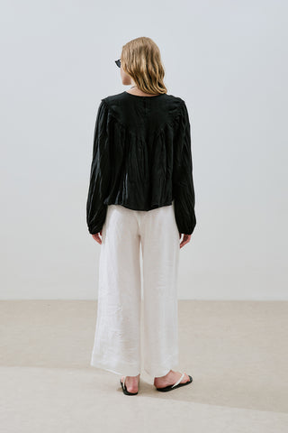 Crushed Linen Blouse Black