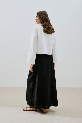 Embroidered Tie Blouse Ecru