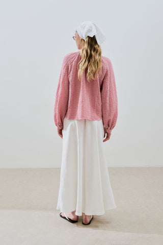 Textured Button-Neck Blouse Pink