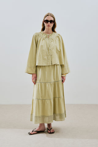 Embroidered Crop Blouse Soft Green