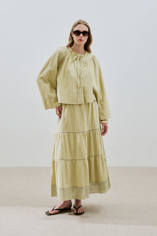 Embroidered Crop Blouse Soft Green