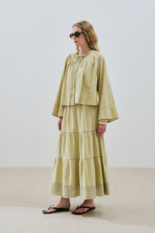 Embroidered Crop Blouse Soft Green